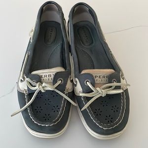 Sperry Angelfish Navy shoes floral cutouts